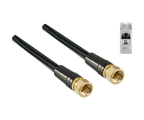 DINIC Premium SAT Koaxialkabel F Stecker auf Stecker, Dubai Range, vergoldete Stecker, schwarz, 1m
